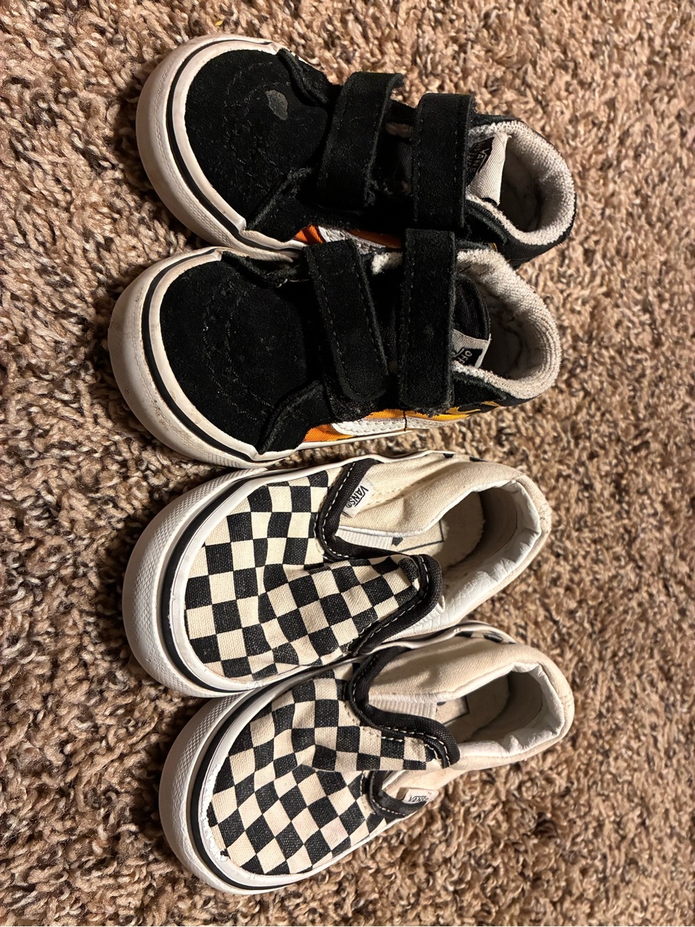 Vans BABY/Toddle Black Velcro Suede Sneakers & Black/White Checker Slip-Ons